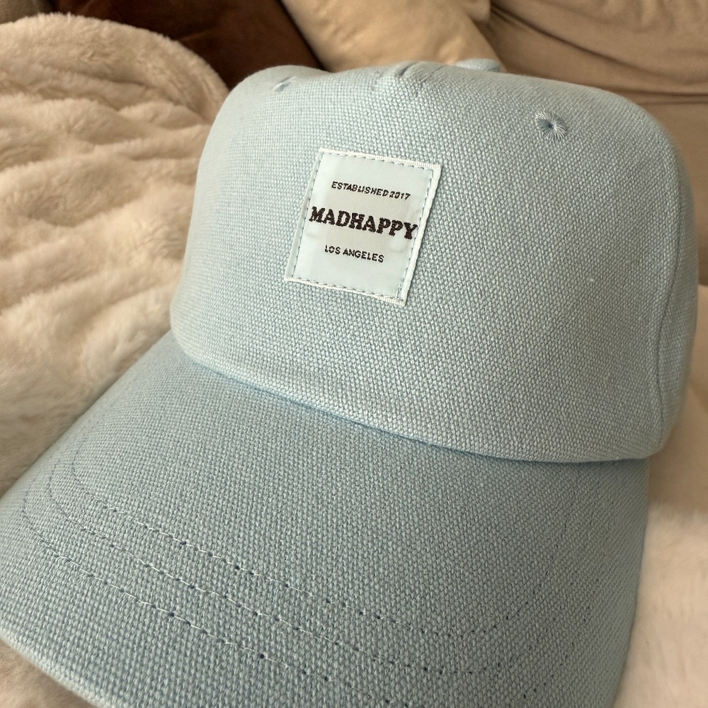 Baby blue mad happy hat